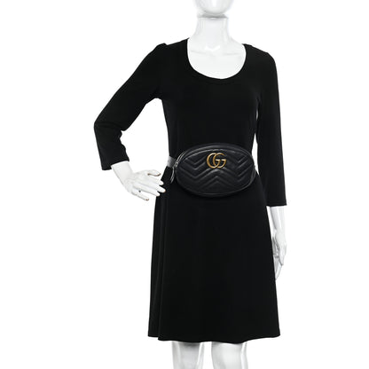 Gucci Calfskin Matelasse GG Marmont Belt Bag 75 30 Black 2 of 17