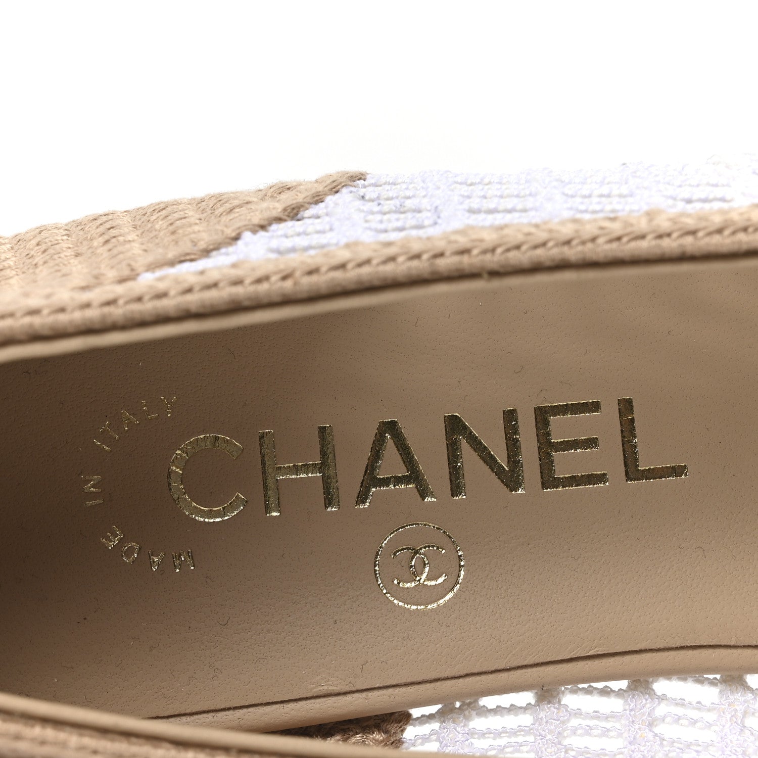 Chanel Raffia Cap Toe Ballerina Flats 37.5 White Beige 8 of 9