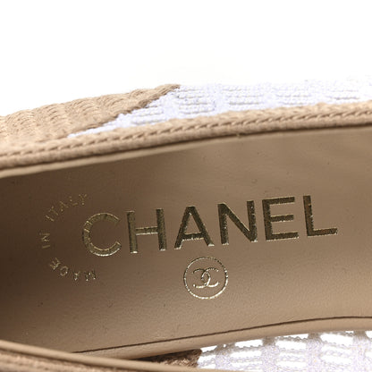 Chanel Raffia Cap Toe Ballerina Flats 37.5 White Beige 8 of 9