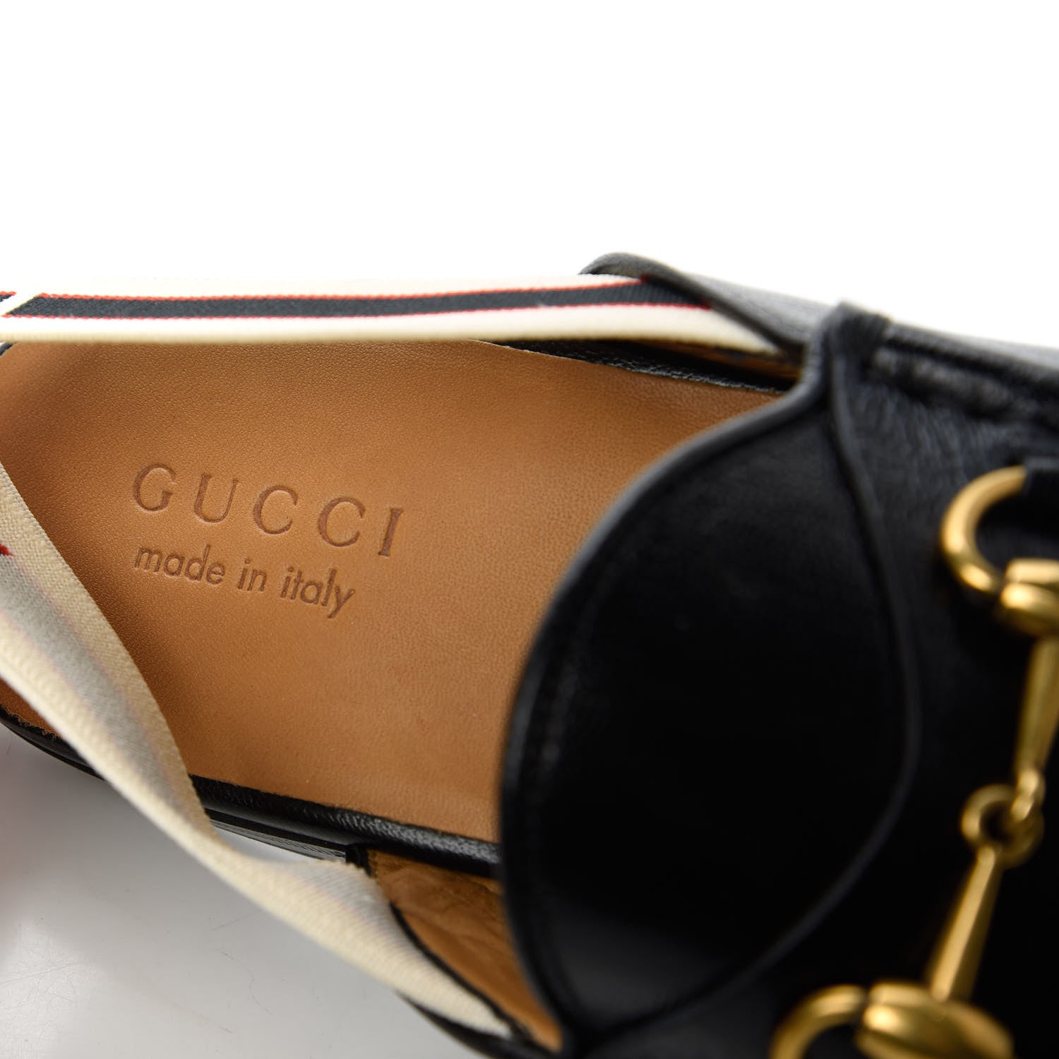 Gucci Goatskin Stripe Mens Horsebit Slingback Slippers 10 Black 7 of 8