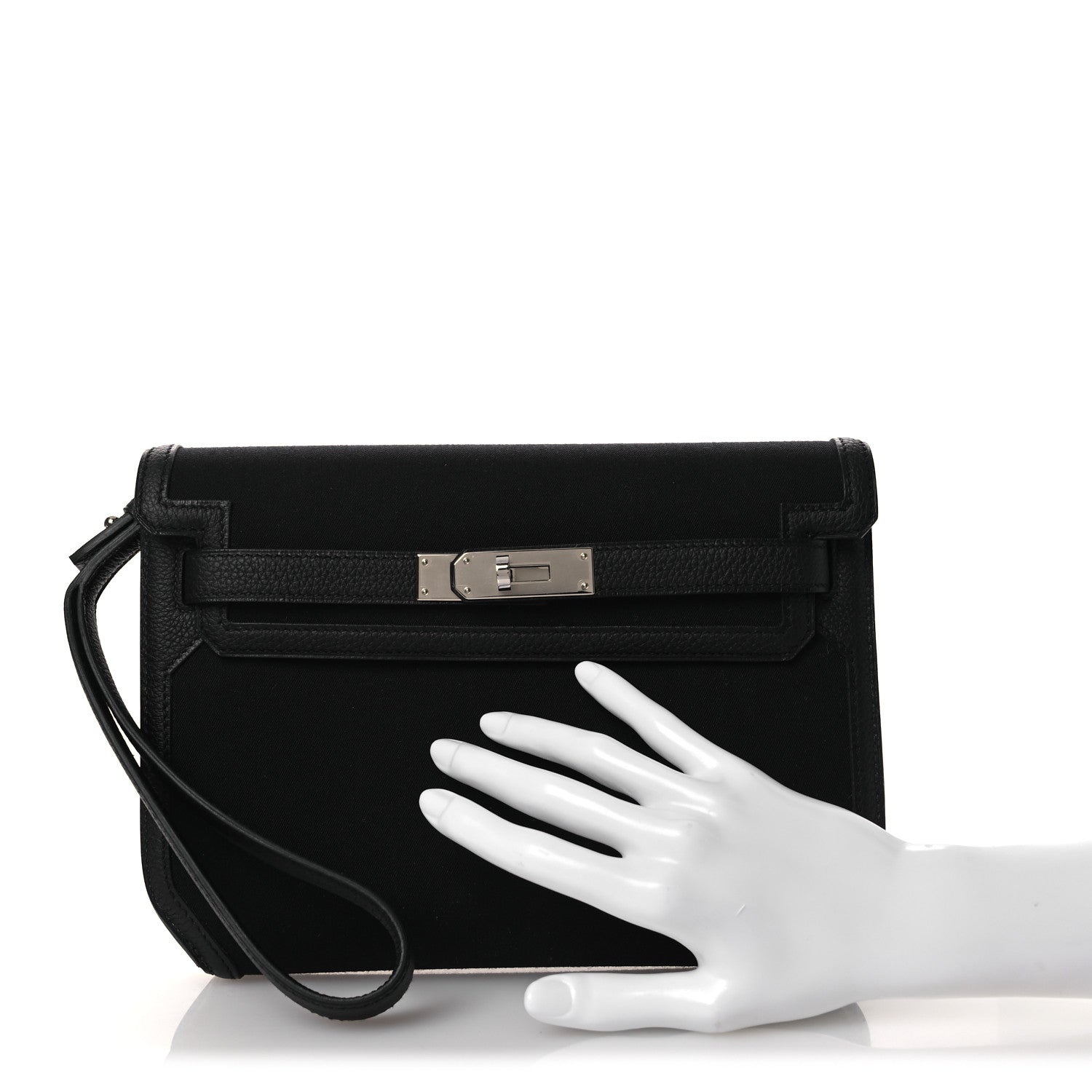 Hermes Woolycot Togo Kelly Depeches 25 Pouch Black 2 of 12