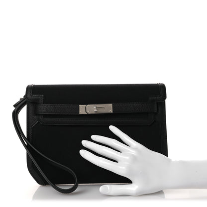 Hermes Woolycot Togo Kelly Depeches 25 Pouch Black 2 of 12