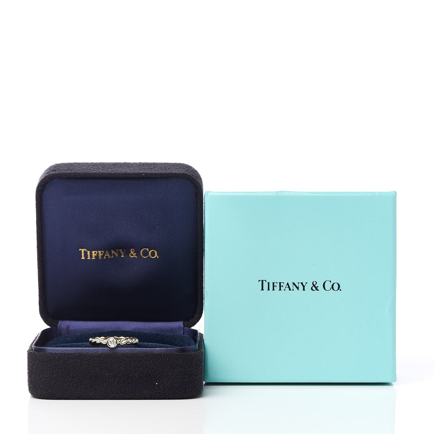 18K Yellow Gold Diamond Twist Solitaire Ring 52 6