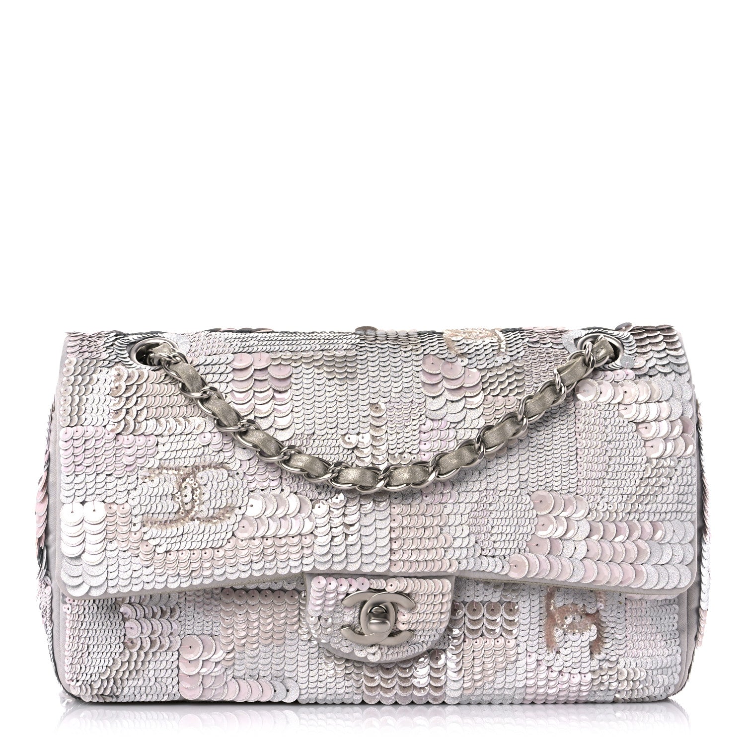 Chanel Sequin CC Small Double Flap Silver 1 of 12