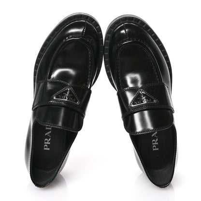 Prada Spazzolato Metal Triangle Logo 50mm Loafers 36.5 Black 2 of 7
