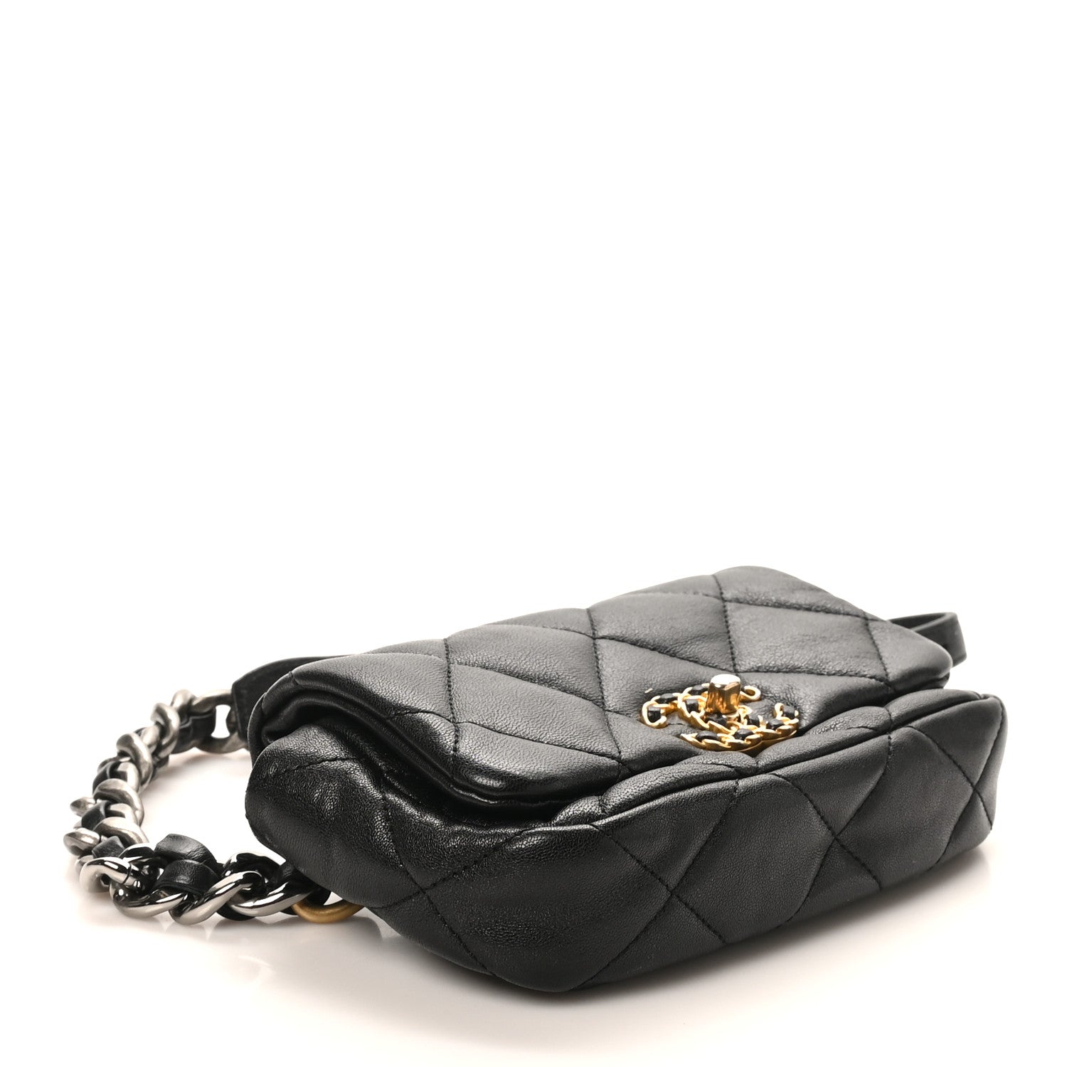 Chanel Goatskin Quilted Chanel 19 Waist Bag Black 1817281