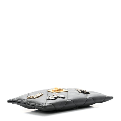 Chanel Aged Calfskin Quilted Lucky Charms Reissue Card Holder Black 4 of 9