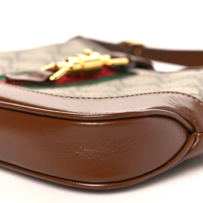 Gucci GG Supreme Monogram Azalea Calfskin Web Mini Jackie 1961 Hobo Beige Ebony Brown Sugar 9 of 9