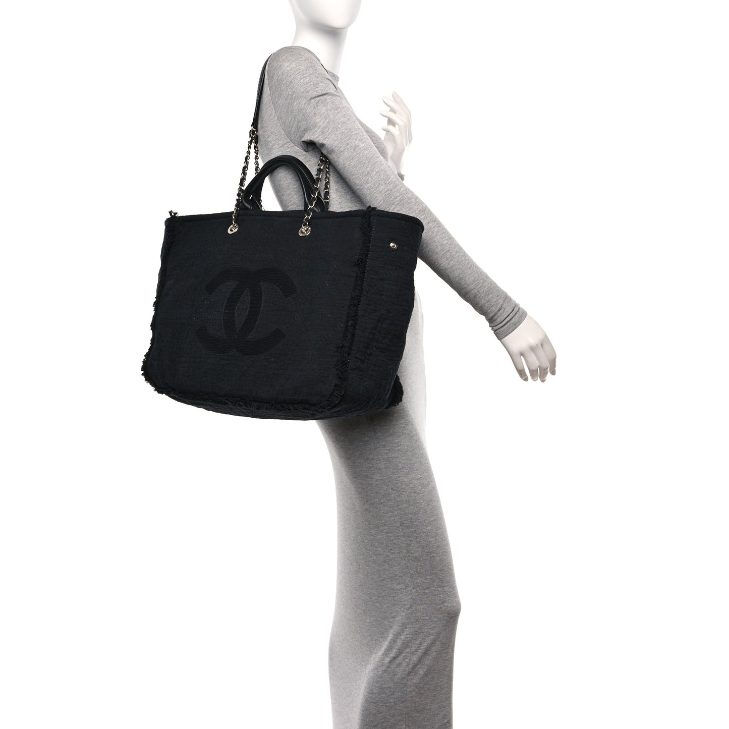 Canvas Extra Large Double Face Shopping Tote Black