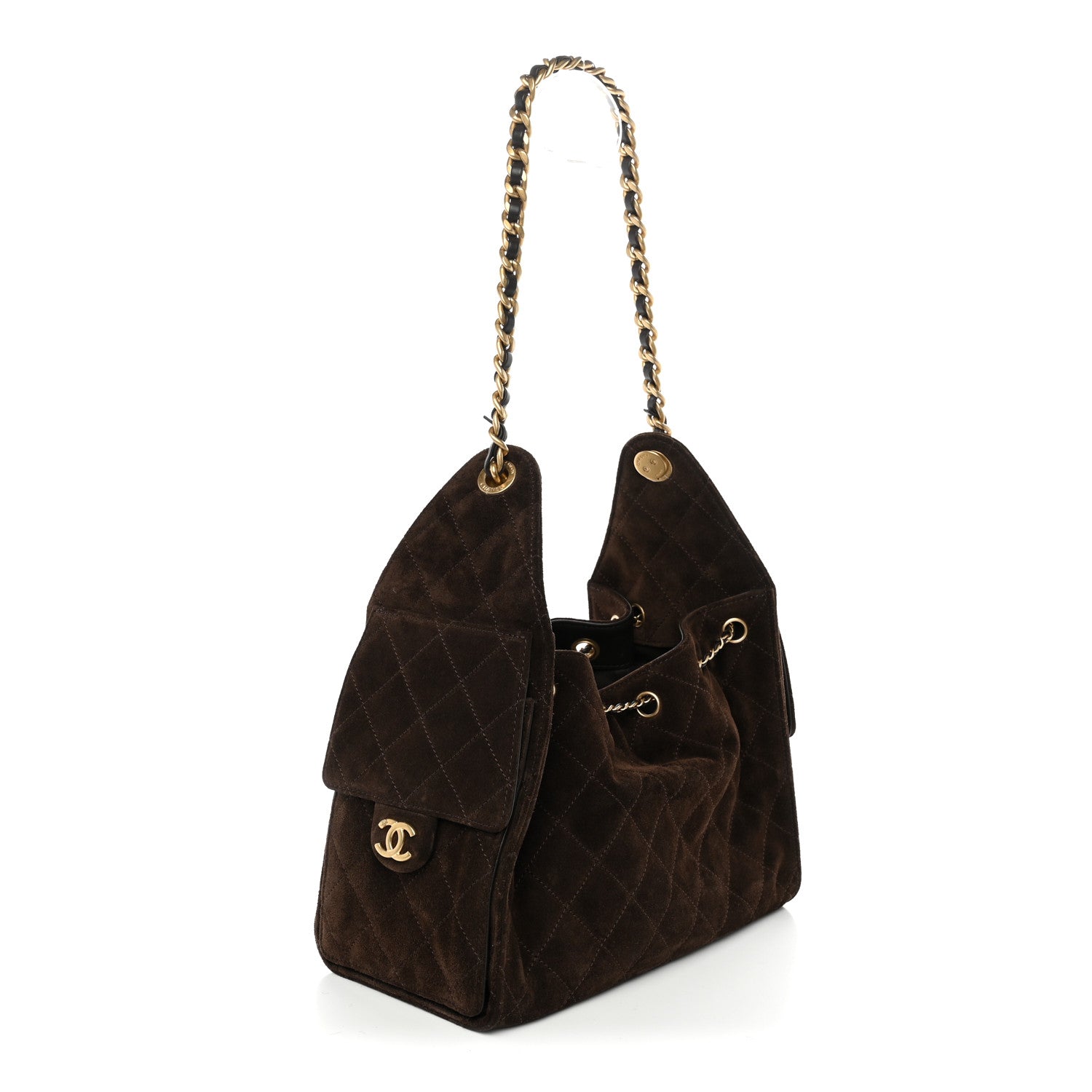 Chanel Suede Quilted Small Chanel 25 Handbag Dark Brown 2 of 9