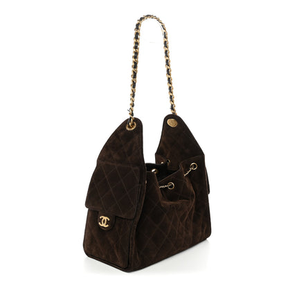 Chanel Suede Quilted Small Chanel 25 Handbag Dark Brown 2 of 9