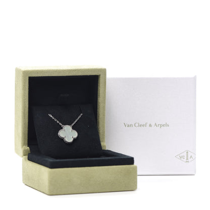 Van Cleef & Arpels 18K White Gold Mother of Pearl Vintage Alhambra Pendant Necklace 6 of 7