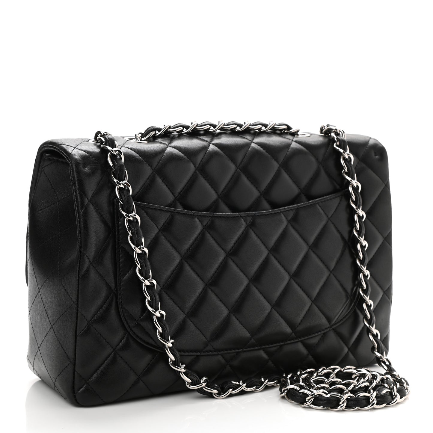 Lambskin Quilted Jumbo Single Flap Black