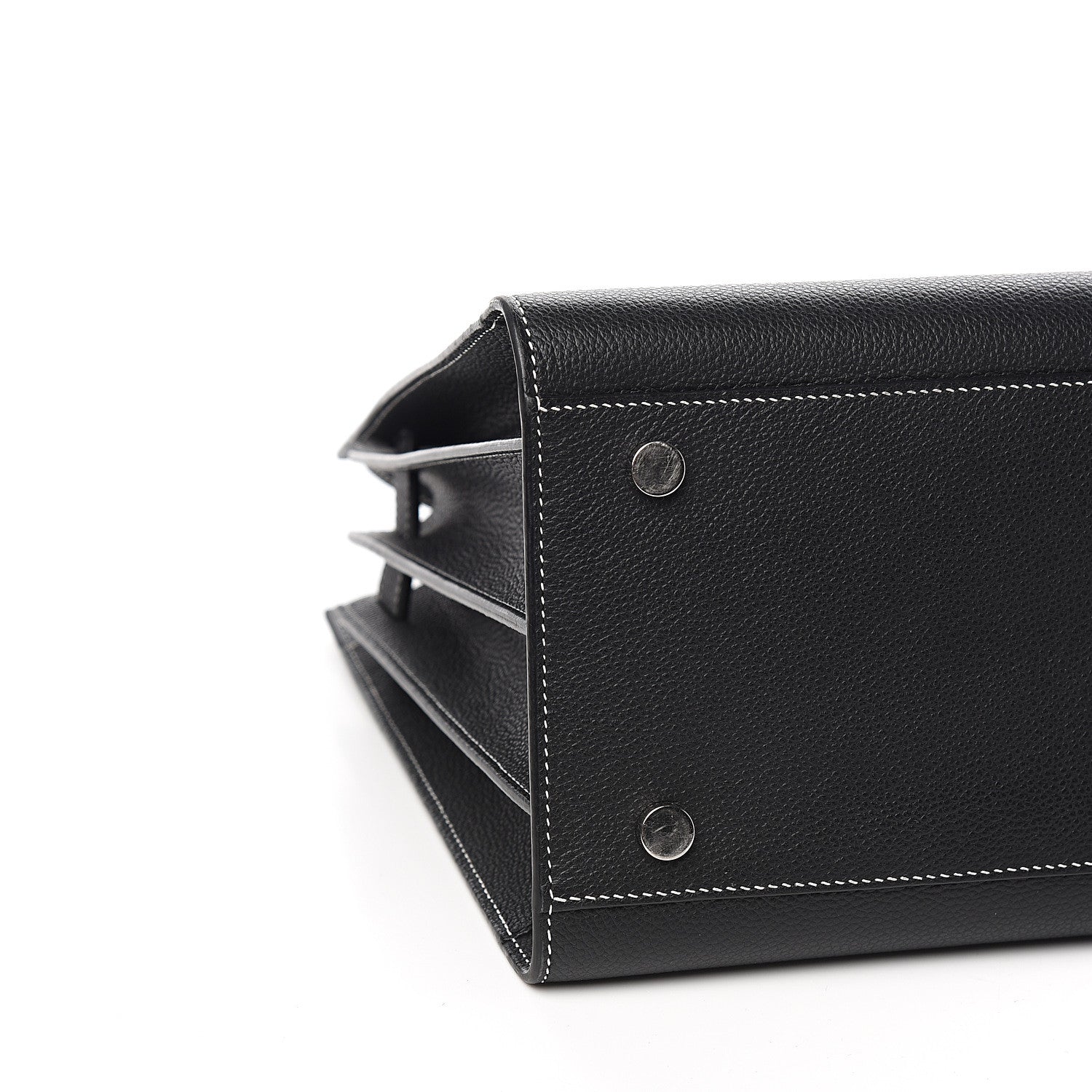 Saint Laurent Grained Calfskin Topstitch Small Sac De Jour Black Porcelain 6 of 8