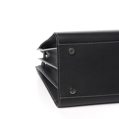 Saint Laurent Grained Calfskin Topstitch Small Sac De Jour Black Porcelain 6 of 8