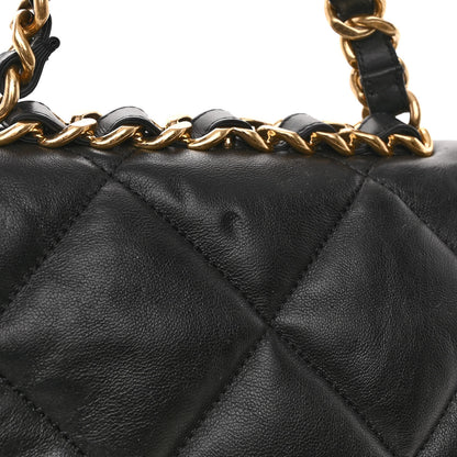 Chanel Lambskin Quilted Small Chain Top Handle Flap Black 10 of 10