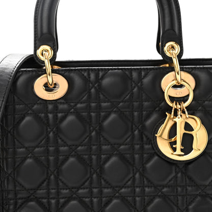 Christian Dior Lambskin Cannage Medium Lady Dior Black 7 of 9