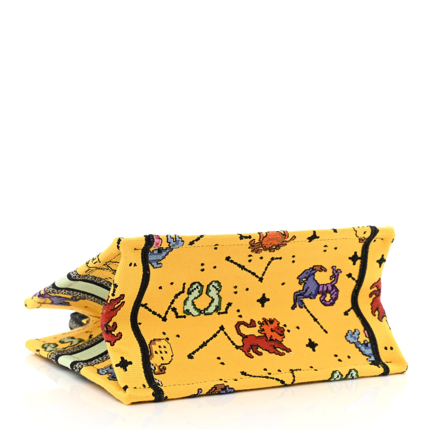 Christian Dior Canvas Embroidered Small Pixel Zodiac Book Tote Yellow Multicolor 4 of 10