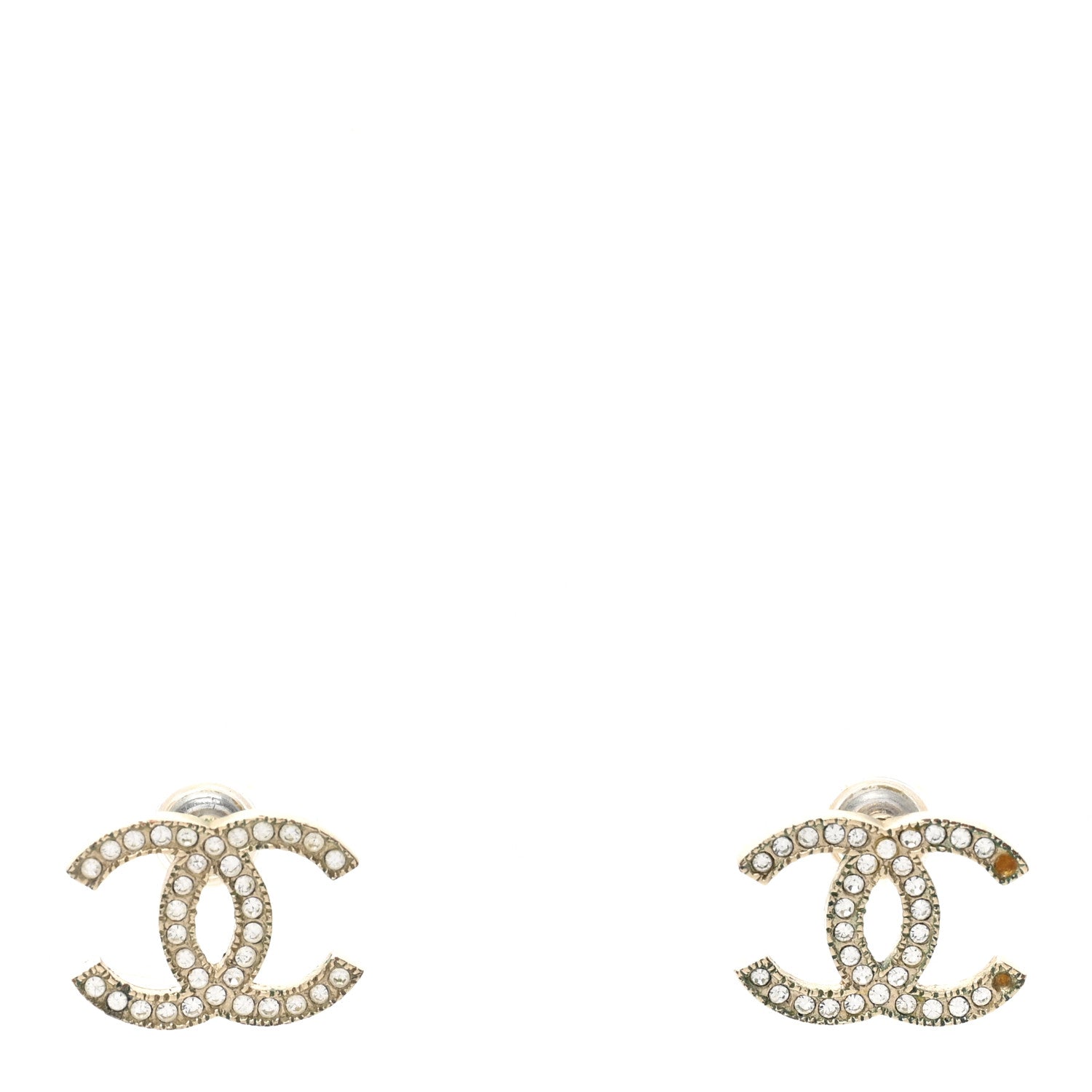 Chanel Crystal CC Earrings Gold 1 of 6