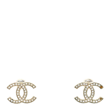 Chanel Crystal CC Earrings Gold 1 of 6