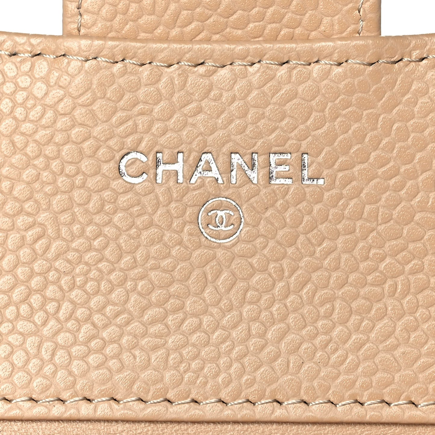 Caviar Quilted Compact Flap Wallet Beige