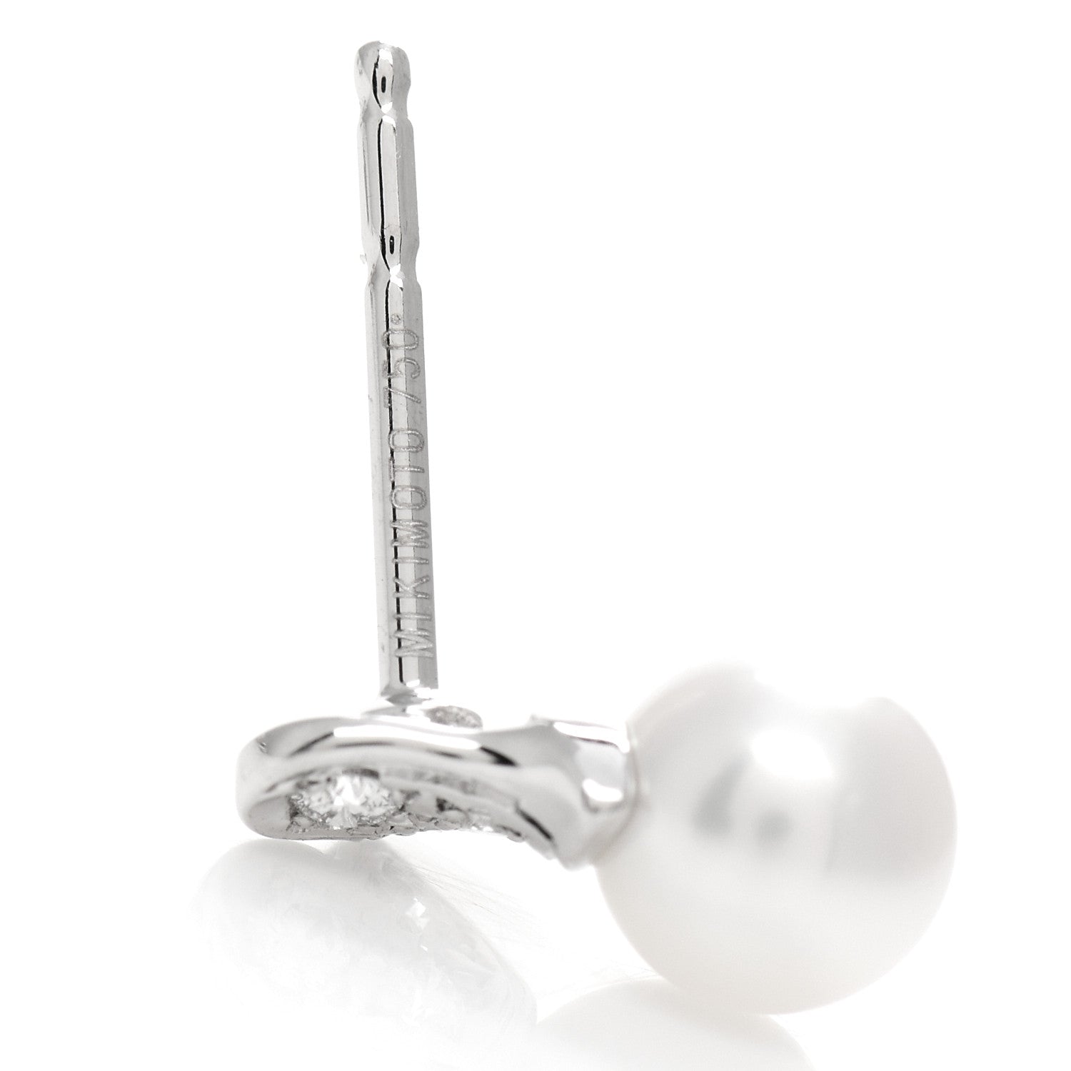 Mikimoto 18K White Gold Diamond Akoya Pearl 5mm Heart Earrings 4 of 5
