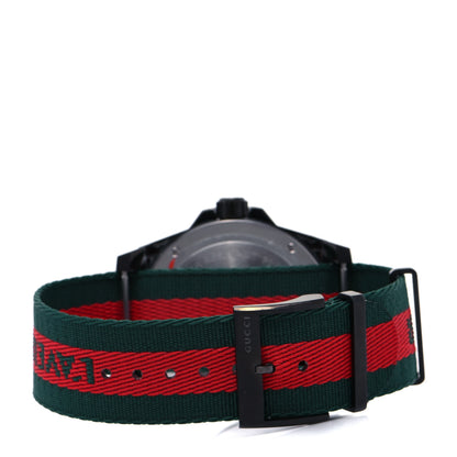 Gucci Stainless Steel Nylon 45mm Le Marche Des Merveilles Bee Quartz Watch Green 3 of 6