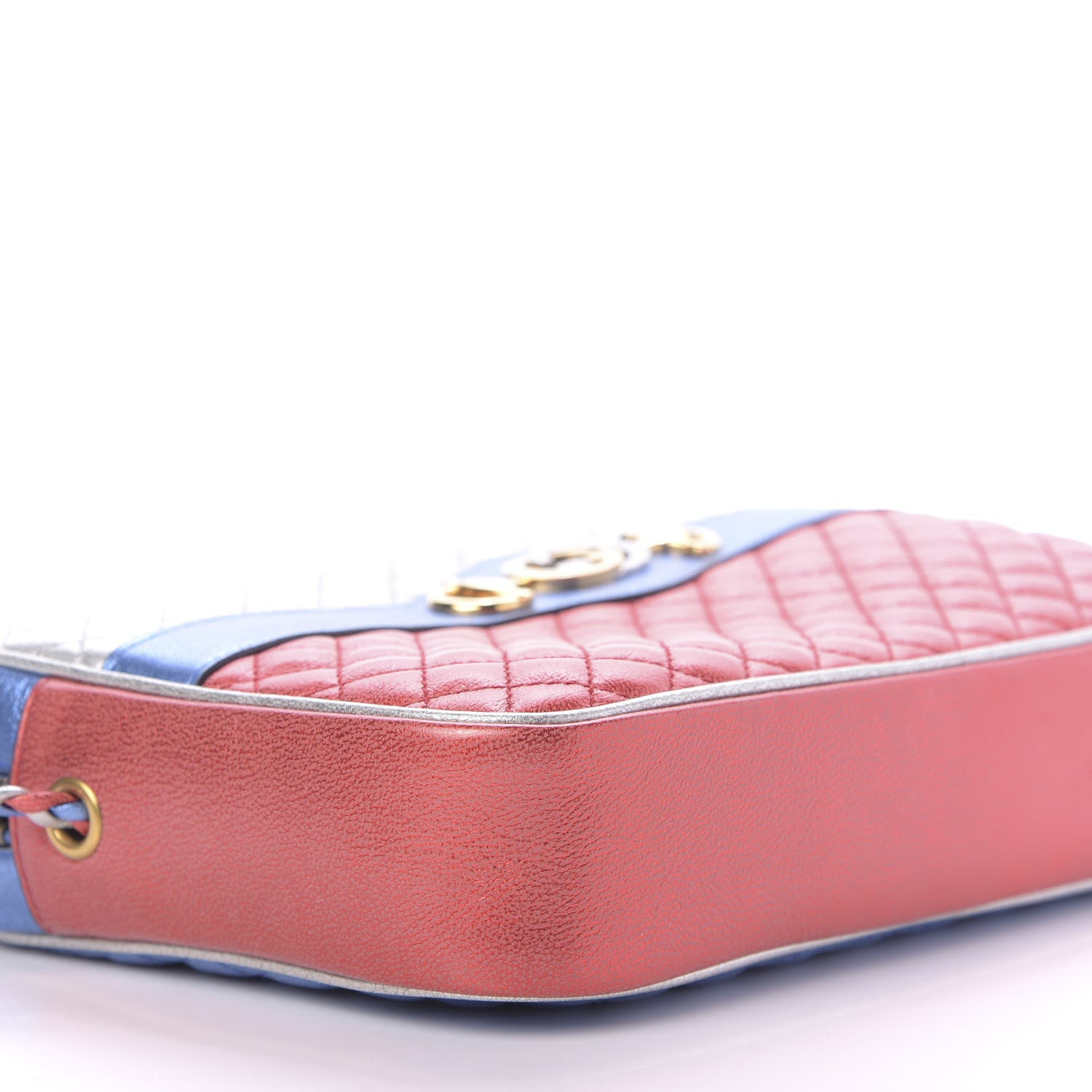Gucci Laminated Nappa Trapuntata Small Zumi Shoulder Bag Rosso Marine Argento 6 of 10