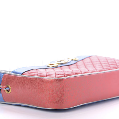 Gucci Laminated Nappa Trapuntata Small Zumi Shoulder Bag Rosso Marine Argento 6 of 10