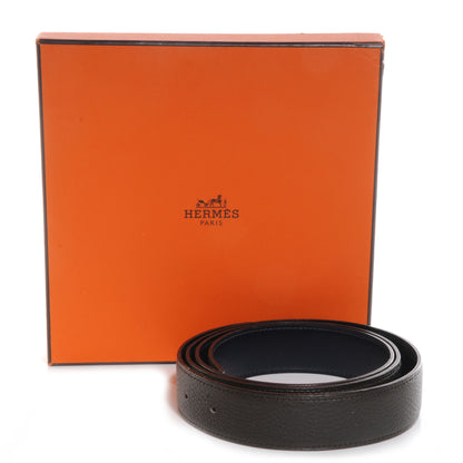 Hermes Taurillon Clemence Box Reversible 32mm Belt Strap 110 Vert Caucase Indigo 4 of 4
