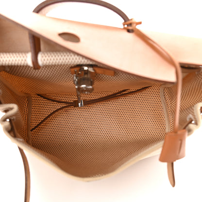 Hermes Toile Vache Calfskin Herbag 30 PM Backpack Natural 6 of 10