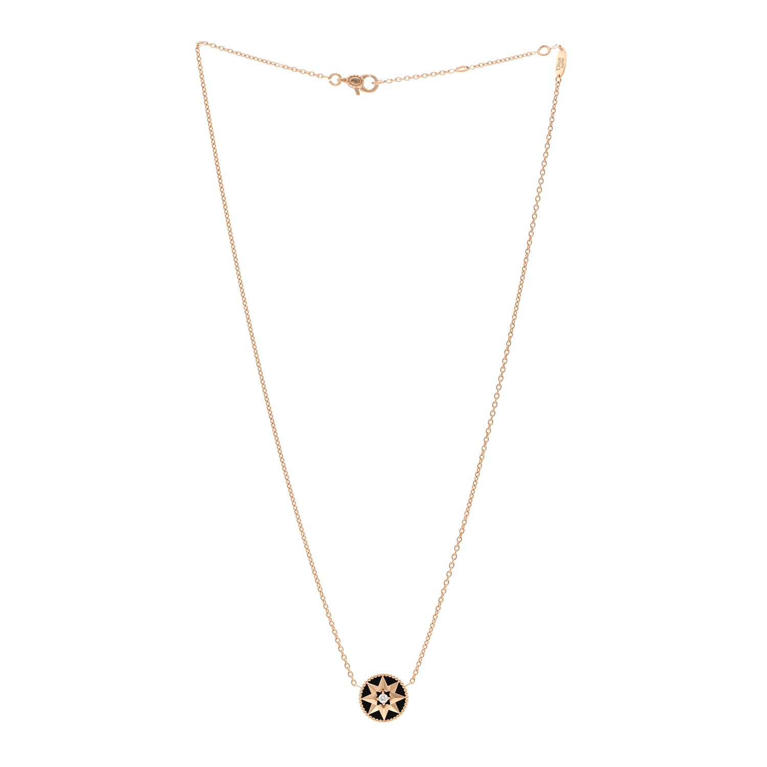 Christian Dior CHRISTIAN DIOR 18K Rose Gold Diamond Black Onyx Rose Des Vents Necklace 3 of 5