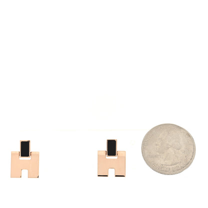Hermes Rose Gold Lacquer Eileen Earrings Black 2 of 5
