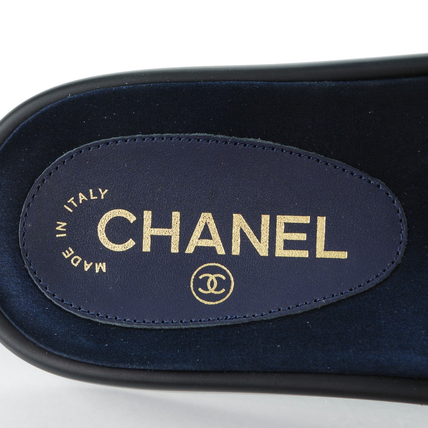 Chanel Lambskin Canvas Chain Flat Sandals 37 Marine 7 of 7