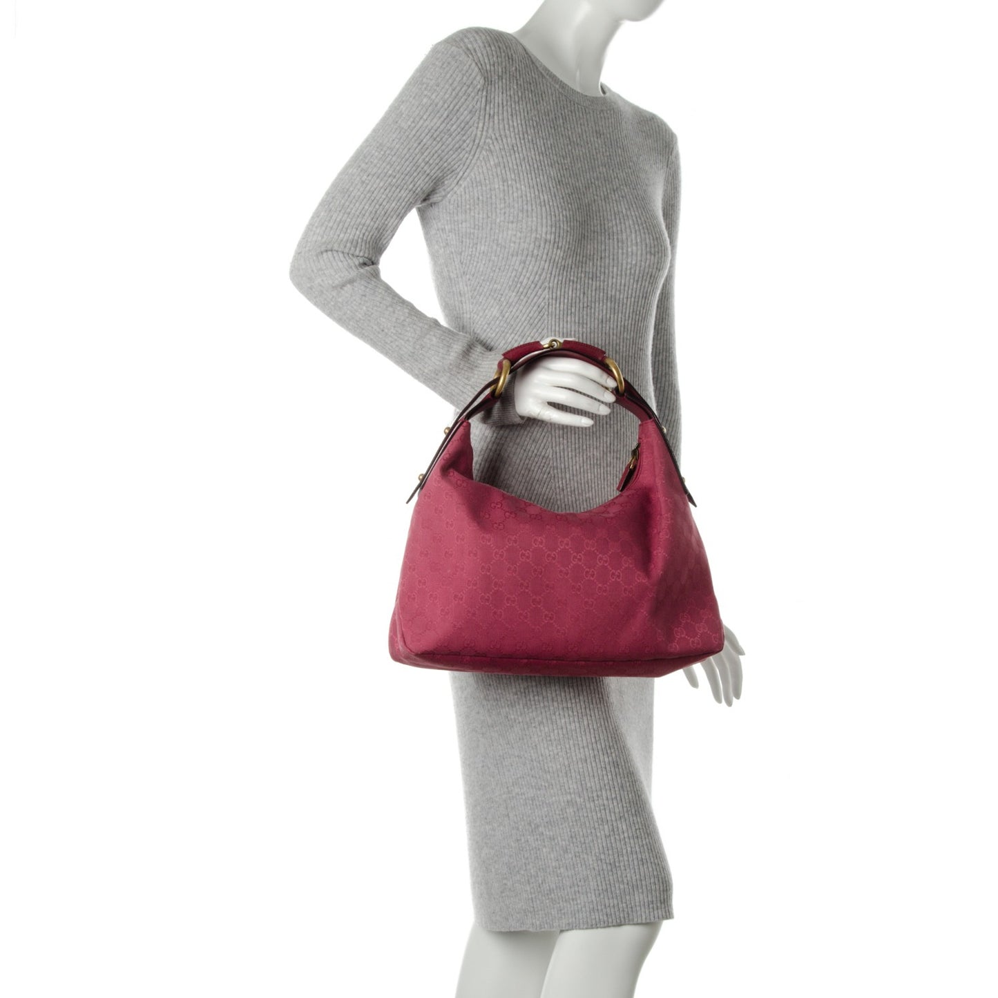 Monogram Medium Horsebit Chain Hobo Fuchsia
