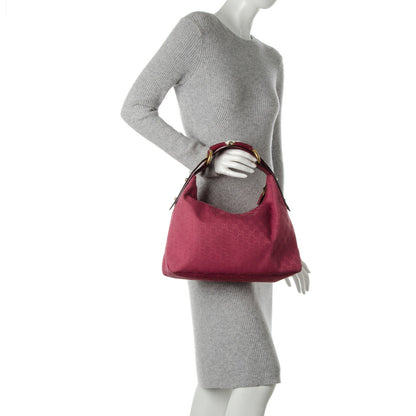 Gucci Monogram Medium Horsebit Chain Hobo Fuchsia 2 of 8