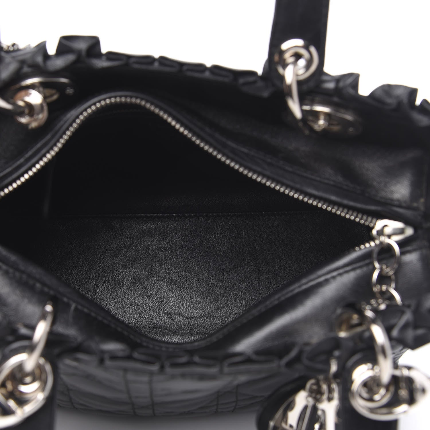 Christian Dior Lambskin Cannage Bow Medium Lady Dior Black 5 of 16