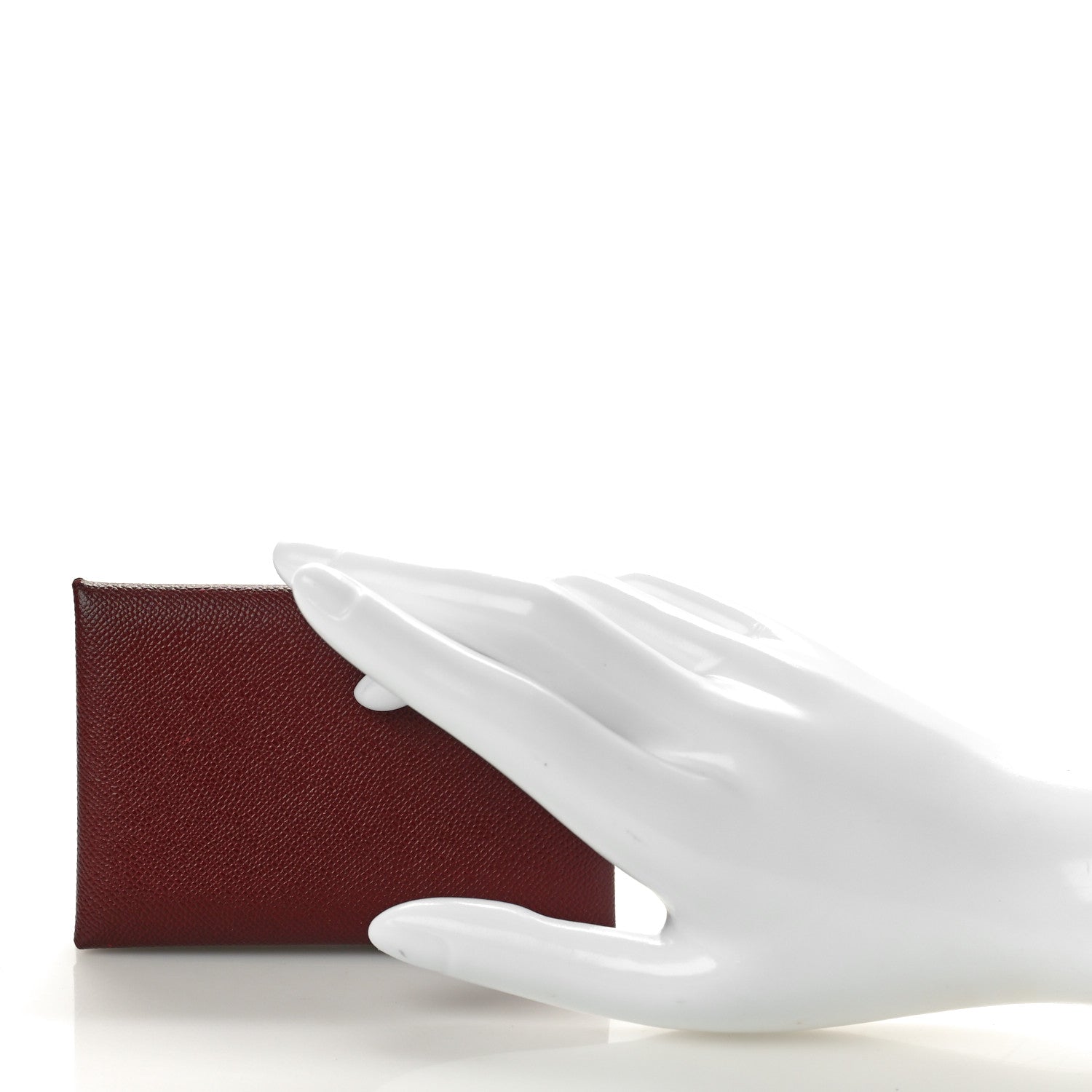 Hermes Madame Calfskin Calvi Card Case Rouge H 2 of 7