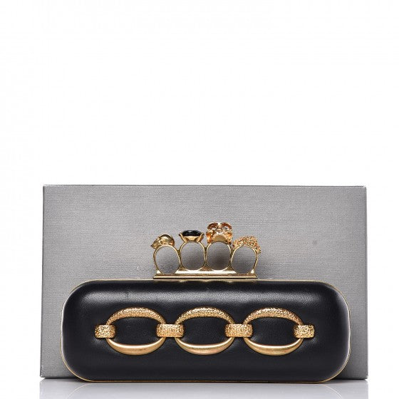 Alexander McQueen Nappa Chain Knuckle Box Clutch Black 16 of 16