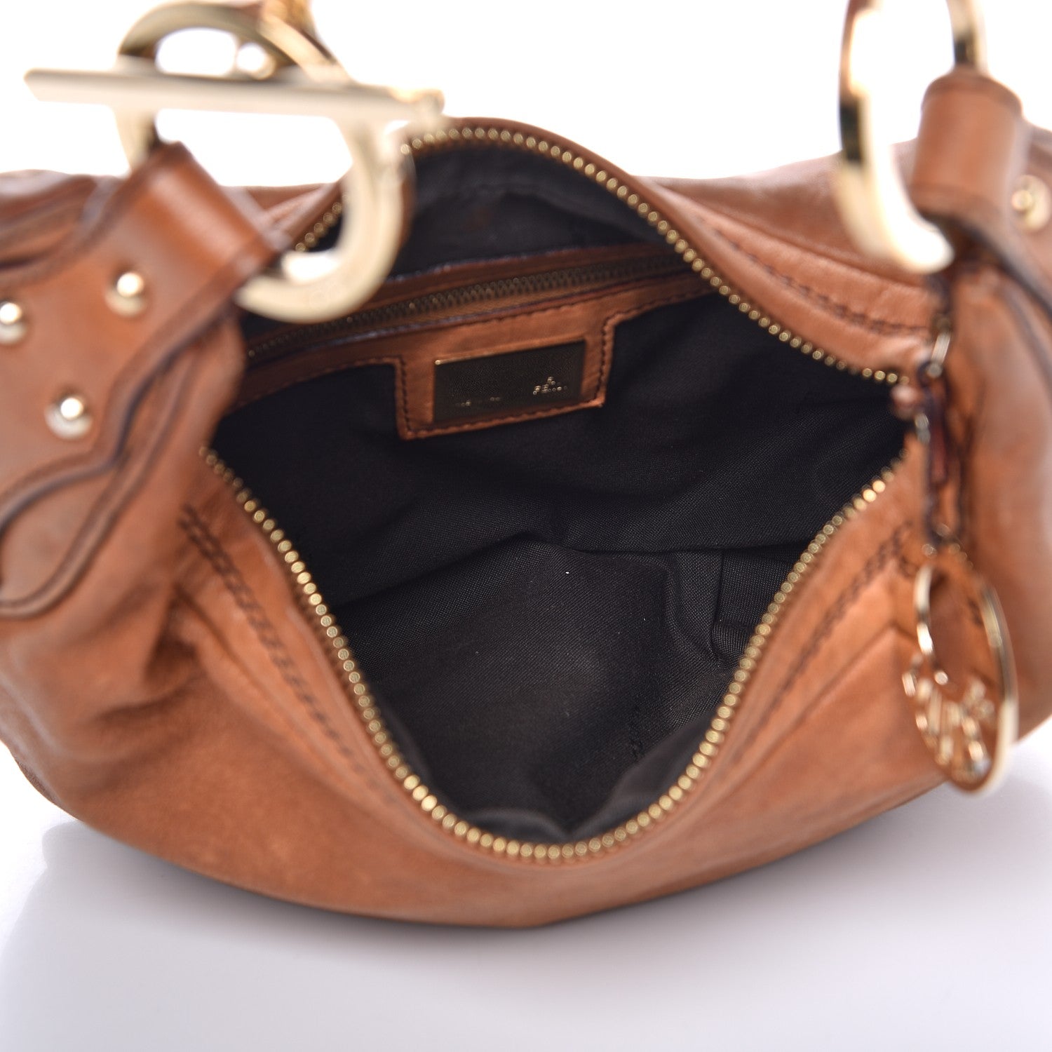 Fendi Lambskin Small Chef Chain Hobo Brown 5 of 11