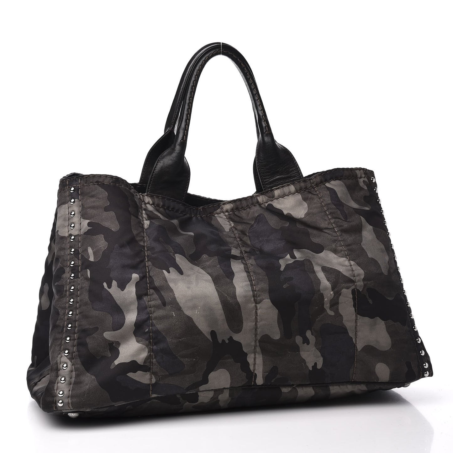 Tessuto Nylon Studded Camouflage Tote Fumo