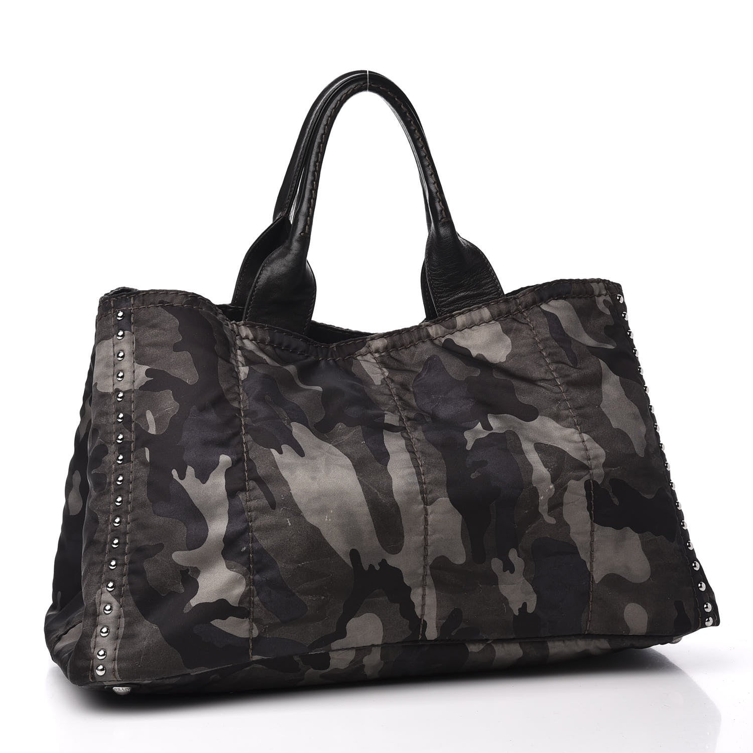 Prada Tessuto Nylon Studded Camouflage Tote Fumo 2 of 10