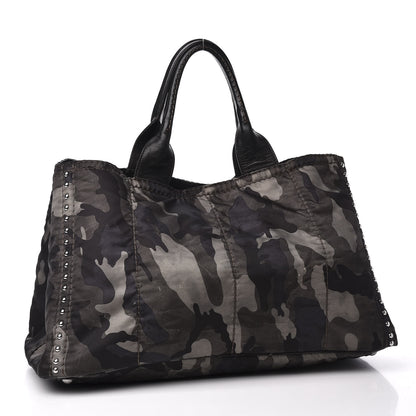 Prada Tessuto Nylon Studded Camouflage Tote Fumo 2 of 10