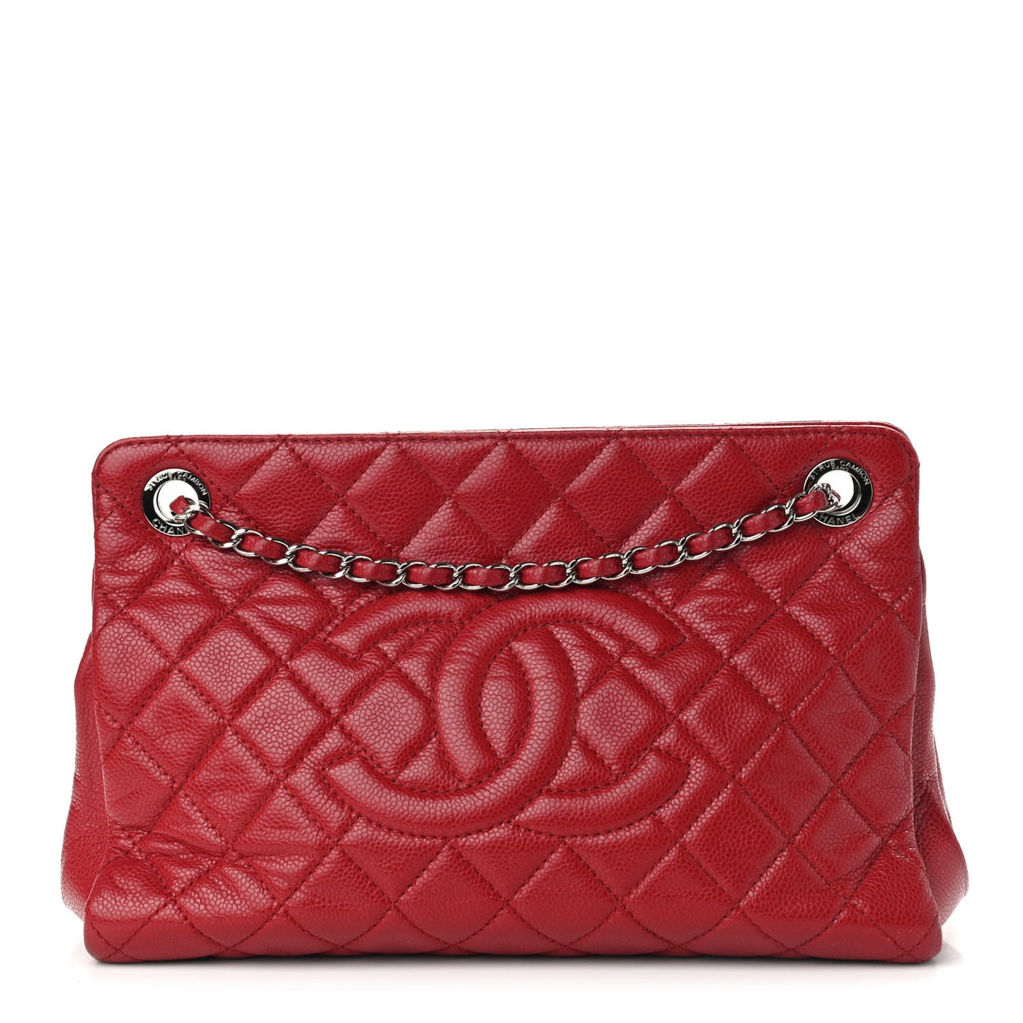 Caviar Quilted Timeless CC Shopping Tote Red