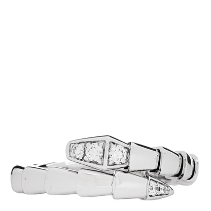 Bulgari 18K White Gold Diamond Serpenti Viper Single Spiral Ring 1 of 5