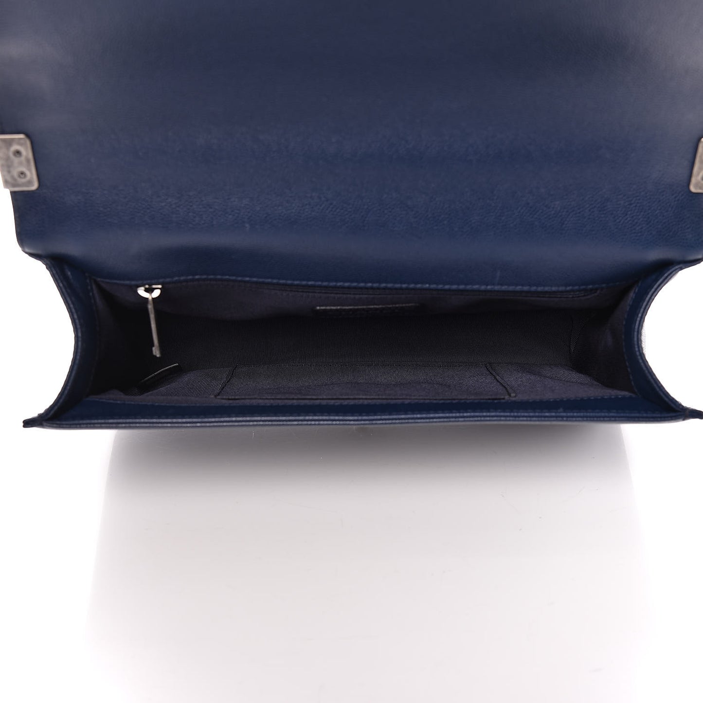 Caviar Chevron Quilted New Medium Boy Flap Dark Navy Blue