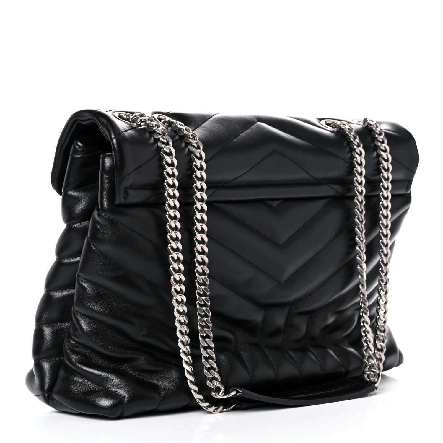 Saint Laurent Calfskin Y Quilted Monogram Medium Loulou Chain Satchel Black 2 of 20