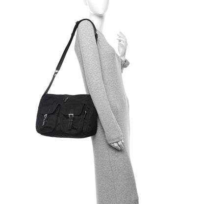 Prada Tessuto Nylon Saffiano Vela Messenger Bag Black 2 of 12