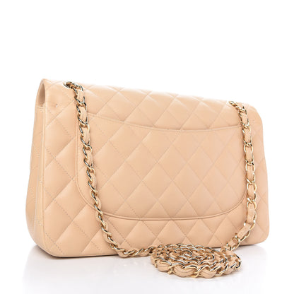 Chanel Lambskin Quilted Jumbo Double Flap Beige 3 of 10