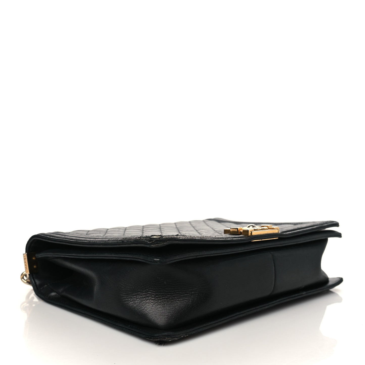 Lambskin Quilted Large Boy Flap Black